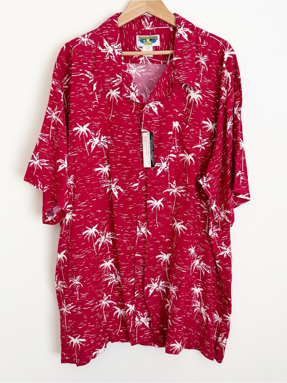 Vintage Bermuda Casuals Haband Rayon Hawaiian Shirt Men’s 3XL Red Vacation NWT